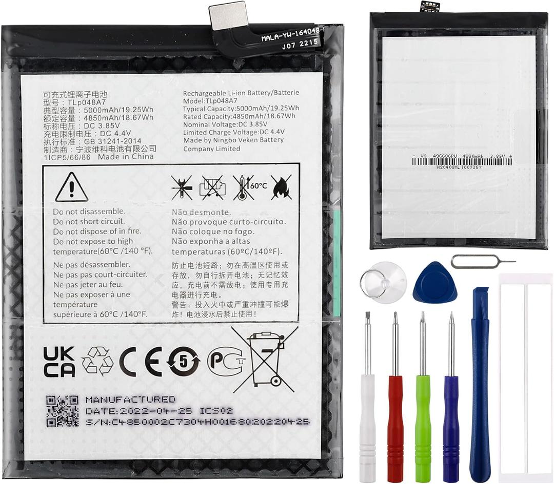 Replacement Battery TLP048D7 Compatible with TCL 40XE with Tools