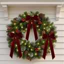 Burgundy Velvet Christmas Ornaments, 5x10 Inch Burgundy Bows for Christmas Tree Vintage Velvet Ribbon Holiday Decor for Home Door Wreath & Garland Indoor Decorations 10PCS