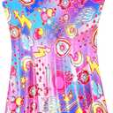 Domusgo Gymnastics Leotards for Girls Sparkly One Piece Sleeveless Tumbling Unitards (130, Pink Purple Green)