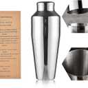 Cocktail Shaker, Martini Shaker, 24oz Stainless Steel, Leakproof Bartending, Mirror Finish, Drink Shaker for Cocktails, Christmas Gifts for Men Silver