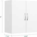 SoBuy Wall Cabinet, Over Toilet Storage Cabinet, Medicine Cabinet with Shelf, Multifunctional Wall Mount Cabinet for Laundry Room, Kitchen, Bathroom, White, 11.8"D x 23.6"W x 23.6"H