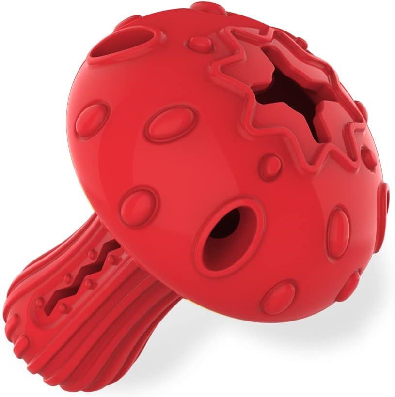 SCHITEC Dog Chew Toy for Large & Medium Dogs, Rubber Treat Dispensing Toy for Aggressive Chewers, Interactive Slow Feeder Tough Puzzle Toys Teeth Cleaning (Red)