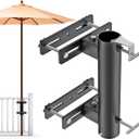 Deck Railing Umbrella Holder for 1-2" Patio Umbrella Poles | Heavy Duty Railing Mount, Adjustable Structure, Stable Installation to Maximize Usable Outdoor Space