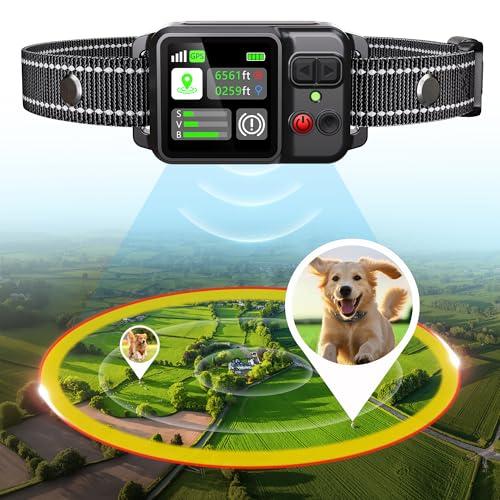 GPS Wireless Dog Fence System - Dog Collar, Electric Circular Fence for Dogs | Safe Zone Radius up to 6561 ft | GPS Positioning, Protection Mode, 100% Waterproof | Outdoor Use Only