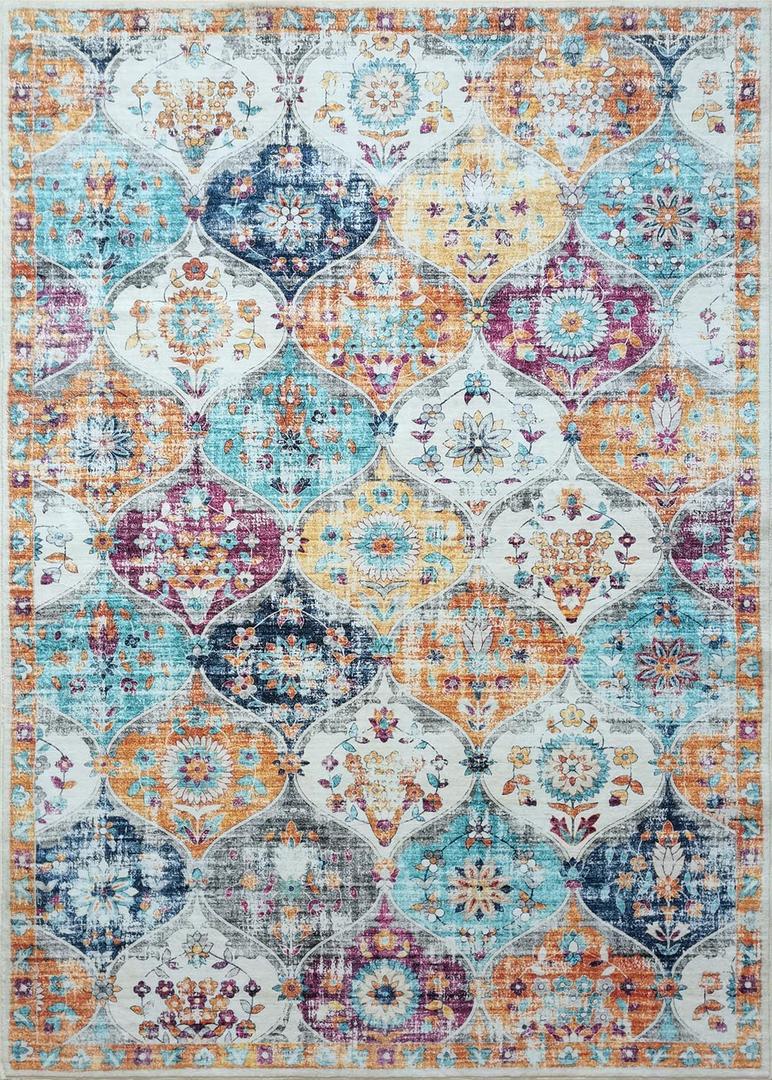LEPEII Moroccan Trellis Bohemian Indoor Entrance Rugs, 2x3 Kitchen Rugs for Entryway Bathroom, Non-Slip Indoor Door Mat Ultra-Thin, Small Oriental Throw Carpet for Bedroom Entry, Navy