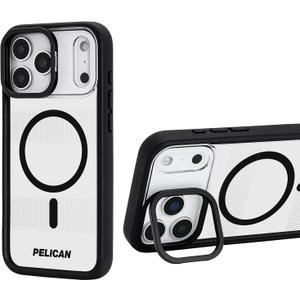 Pelican Protector iPhone 17 Pro Max Case w/Camera Stand [MagSafe Compatible] Rugged Magnetic Phone Case w/ 16ft Military-Grade Drop Protection - Heavy Duty Phone Cover for iPhone 17 Pro Max - Clear