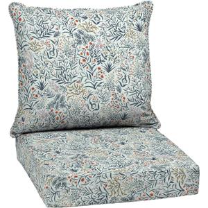 Arden Outdoor Deep Seat Cushion Set, 24 in x 24 in, Weather-Proof, Rain-Proof, Fade Resistant Patio Cushion for Chair, Sofa, and Couch Pistachio Botanical (24" x 24")