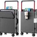 20 Inch Carry On Luggage with Spinner Wheels,Aluminum Frame PC Hard Shell Suitcase with USB Port,Lightweight Travel Luggage Airline Approved for Men Women (Iron Gray)
