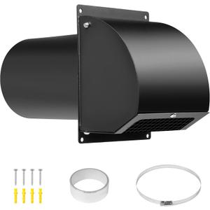 Neoaider 6 Inch Hooded Wall Vent Cover with Screen and Damper, 14GA/2MM Thick Heavy-Duty Steel Vent Covers for Wall, Vent Cover for Dryer Ventilation and Outdoor Air Exhaust, Black