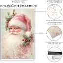 Yermidi Pink Vintage Santa Claus Christmas Wall Art Retro Holiday Canvas Print Festive Santa Artwork Poster Farmhouse Christmas Pictures Wall Decor for Living Room Fireplace 16x24inch Unframed