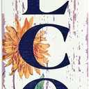 47" Sunflower Welcome Sign, Purple, Black, White, Green, Silver