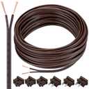 Chapou SPT-2 50 ft 18/2 Wire with 6 Plugs - 18 AWG Wire for LED Lighting Strip Lamp, Lamp Extension, Residential & Commercial, Brown
