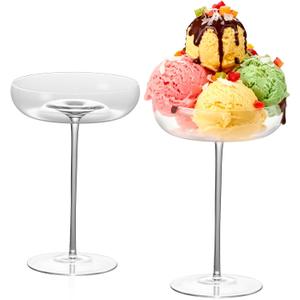 KAMMAK Martini Glasses Set of 2, 9.13 oz Clear Crystal Cocktail Glasses with Stem, Reusable Cocktail Glassware for Wedding Birthday Party, Bar, Margarita, Whiskey, Gin, Tequila, B0-1 Ice Cream