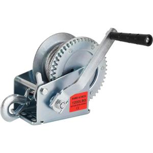 Heavy Duty Hand Winch 1200 lbs with 32 ft Steel Wire Rope, Hand Crank Strap Gear Winch with Steel Wire, for ATVs Boats Trailers Trucks Auto Marine