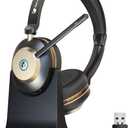 Earbay Wireless Headset, Bluetooth Headphones with Microphone Noise Canceling & USB Dongle, 50hrs Talk Time Headset with Mic Mute & Charging Dock for PC Computer Phone Teams Office Remote Work Call (Black Gold)