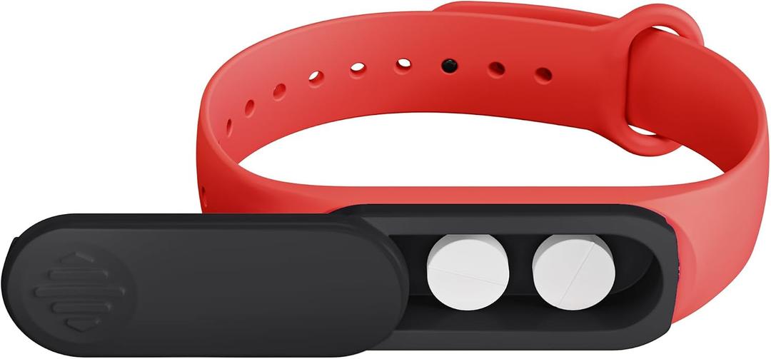 Pill Bracelet – Small Pill Case Portable Emergency Pill Container with Adjustable Strap, 360° Quick-Open Lid & Travel-Friendly Design (Ideal for Daily/Travel Use)​ (Red)