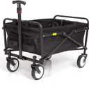 Seina Heavy Duty Collapsible Folding Powder Coated Steel Frame Compact Outdoor Garden Camping Utility Wagon with 150 Pound Load Capacity, Black