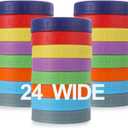 AOZITA [ 24 Pack ] WIDE Mouth Mason Jar Lids for Ball, Kerr and More - Colored Plastic Storage Caps for Mason/Canning Jars - Leak-Proof