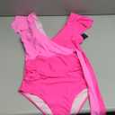 Blooming Jelly Women's Tummy Control Swimsuits Slimming One Piece Bathing Suit Ruffle Wrap V Neck Swimwear (Medium, Pink and Hot Pink)