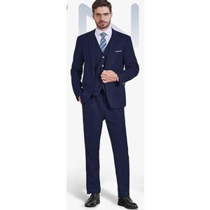 YND Men's Slim Fit 3 Piece Suit, One Button Solid Jacket Vest Pants Set with Tie, Size: M