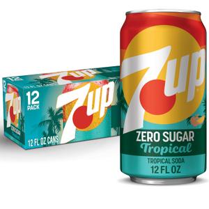 3 x 7UP Tropical Zero Sugar Soda, 12 fl oz cans, 12 pack (EXP 10/11/26)