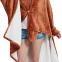 NAFLEAP Wearable Hooded Blanket for Adult Kids, Animal Blanket Hoodie Women Girl Fleece Sherpa Christmas Gift (Brown)