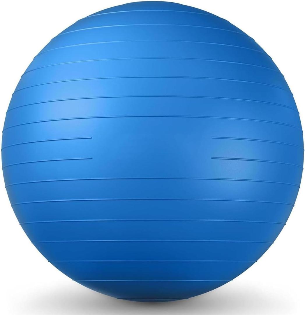 26 Inch Exercise Ball, Yoga Ball for Workout, Balance Stability, Fitness Ball for Office, Home, Gym, Balance Balls with Quick Pump (Blue)