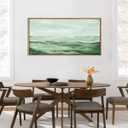 Large Green Wall Art 20x40 Inch Green Abstract Wall Decor Framed Neutral Painting for Living Room Bedroom Dining Room