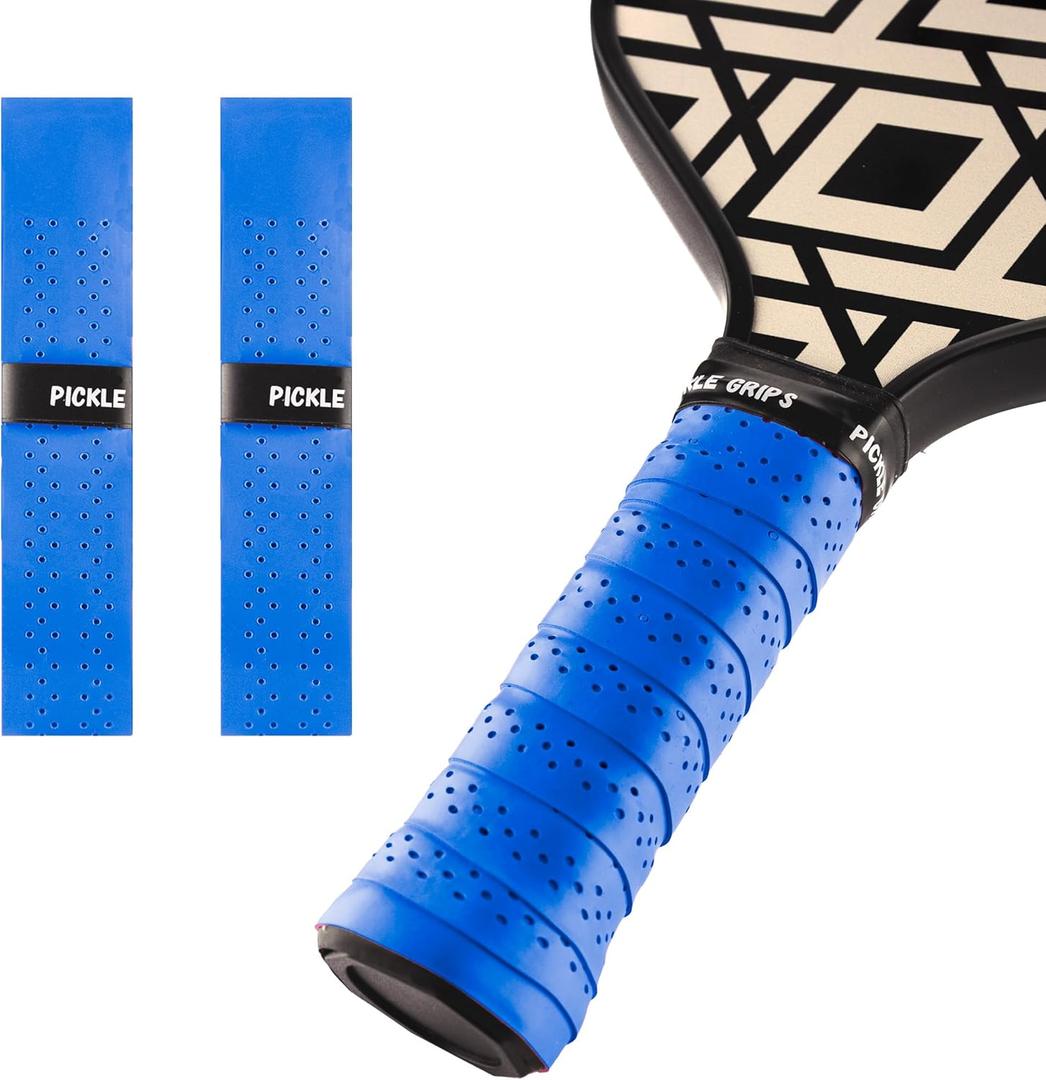 Pickle Grips Pickleball Paddle Grip Tape by YALLA - Overgrip Grip Wrap for Pickleball Racket - Moisture Wicking Paddle Grip Wrap (2 Pack) (Blue)
