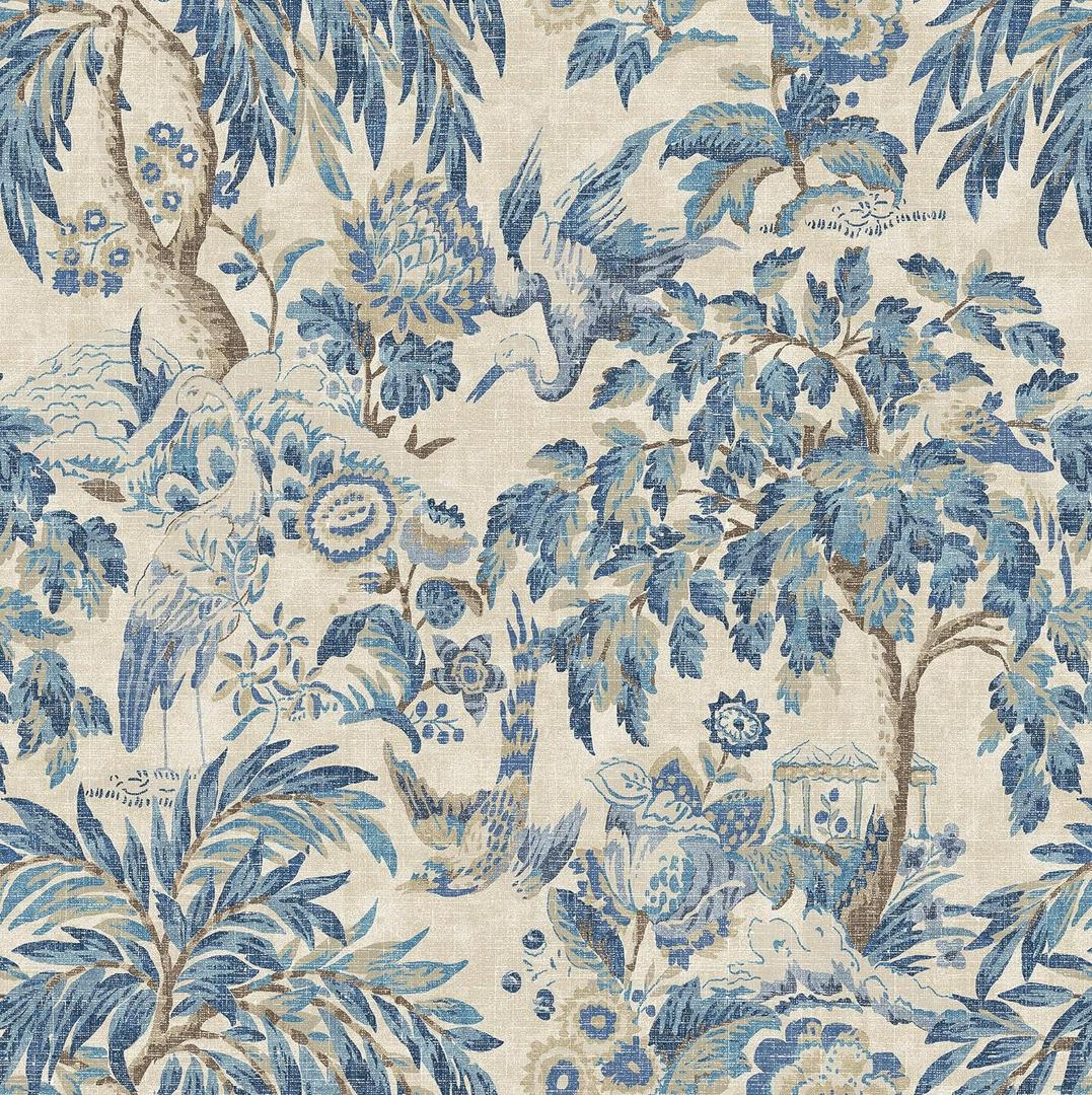 Surface Style - Peel and Stick Wallpaper, Botancial Wallpaper for Bedroom, Powder Room, Kitchen, Self Adhesive, Vinyl, 30.75 Sq Ft Coverage (Forest & The Trees Collection, Delft)