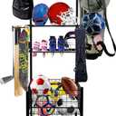 Garage Sports Equipment Organizer, Ball Storage Outdoor Toy Storage, 5 Layers Sports Outdoor Rack Nerf Gun Rack Basketball Rack for Balls with Holder and Hooks