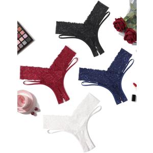 Avidlove Women Lace Panties Sexy Underwear Briefs Thongs V-Shape Waistband Tanga Sexy Cheeky Panties (XL)