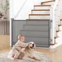 Cideny Retractable Baby Gate for Stairs, 55" Wide Mesh Dog Gate Indoor, 34'' Tall Child Gate for Doorways, Hallways, Deck, Indoor Outdoor Pet Baby Safety Essentials for Home, Gray