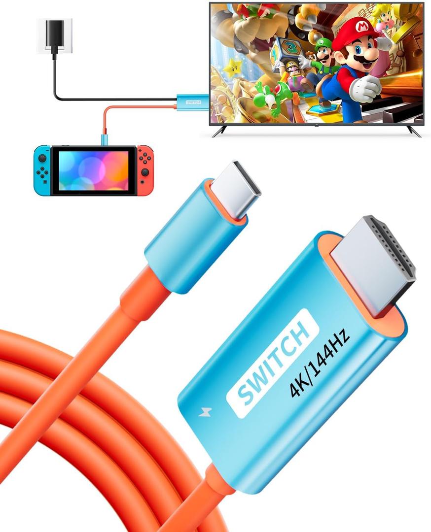 YIGORN Switch 2 TV Dock Docking Station for Nintendo 2/Switch 1,Portable 2025 New Models Adapter Support 4K/144HZ TV Dock Mode, (Blue and Red)