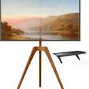 PUTORSEN Premium Wood Easel TV Stand, Adjustable TV Tripod Stand for 45-65 Inch LED LCD Screen, with Top TV Shelf and Magnetic Concealed Cable Management, Max Load 88lbs, Walnut