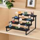 YINMIT Wooden Display Riser Stand, Tiered Perfume and Cologne Organizer Stand, 4 Tier Spice Rack Organizer, Rustic Display Shelf for Candles (4 Tier,Black)