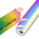 HTVRONT Holographic White Permanent Vinyl - 12" x 10 FT Adhesive Roll Compatible with Cricut Cutting Machine, Silhouette, Cameo Cutters, Signs, Scrapbooking, Craft, Die Cutters