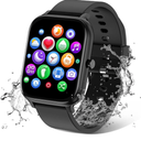 Smart Watch for Men Women Compatible with iPhone Samsung Android Phone 1.83 inch Full Touch Screen IP68 Waterproof Bluetooh Fitness Tracker Heart Rate/Sleep Monitor, Black