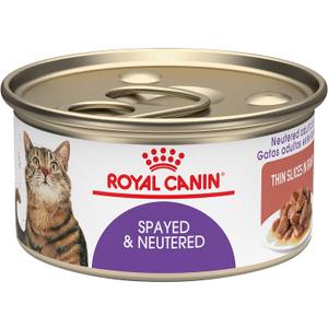 Royal Canin Feline Health Nutrition Spayed/Neutered Thin Slices In Gravy Canned Cat Food, 3 oz can (24-count) (EXP 03/03/27)