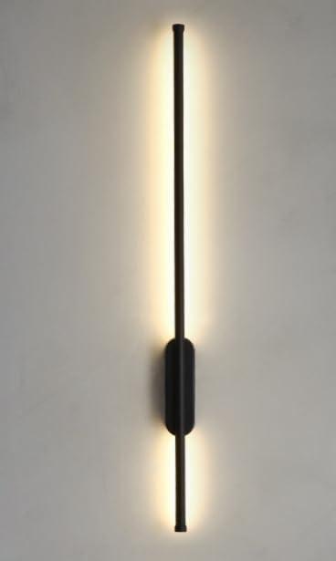 Rechargeable Wall Sconces Set of 2 Dimmable - 23.6" Large Battery Operated Wireless Wall Lights with Remote - 3 Color Modern Sconces for Bedroom Living Room TV Matte Black, 60cm/23.6-length