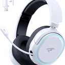 Wireless Gaming Headset, 7.1 Surround Sound, 2.4GHz USB Gaming Headphones with Bluetooth 5.4, 100H Battery, ENC Noise Canceling Mic, RGB Light, Wireless Headset for PC PS5 PS4 Mac Switch (Black-White)