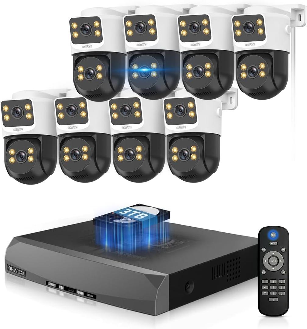 4K PoE Security Camera System Outdoor, PTZ Wired Video Surveillance Systems