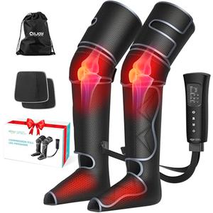 Leg Massager, ALLJOY Leg Air Compression Massager for Circulation and Pain Relief,2 Heat Levels Foot/Knee Massager,6 Modes with Memory Function Controller, Full Leg Massager, Gift For Women Men