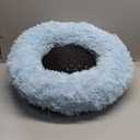JOLLYVOGUE Calming Dog Bed for Small Dogs  23 inches Donut Washable Small Dog Bed for Kittens & Puppies, AntiSlip Round Fluffy Plush Faux Fur Cat Beds (Fits up to 25 lbs Pets, Light Blue)