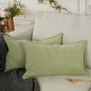 YOUR SMILE Set of 2 Chevron Chenille Pillow Covers with Elegant Design Soft and Luxurious Decorative Throw Pillows for Couch,Bed and Home Decor,Matcha Green,45 X 45 inch