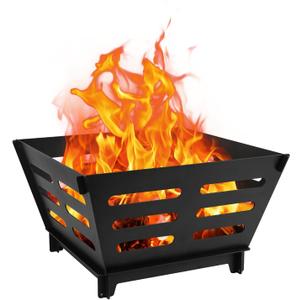 17" Protable Fire Pit,Outdoor Wood Burning Fire Pit with Carrying Bag for Camping, Bonfire, Backyard, Garden and Picnic Patio (Rectangular)