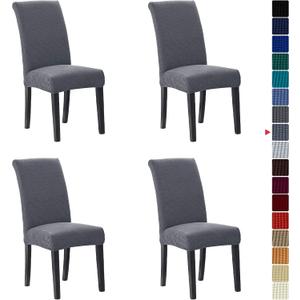 Howhic Stretch Chair Covers for Dining Room Set of 4, Removable Washable Dining Room Chair Covers, Dining Chair Slipcovers Seat Protector, Great Home Decor and Banquet Upholstery (Gray, 4 Pack) (Grey)
