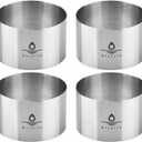 Hilsita 4 Pcs Cake Ring Molds, Seamless Stainless Steel For Baking, 3 inch Cooking Rings, Dessert Mousse Molds Baking Tools, 4 Rings