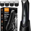 PRITECH Body Hair Trimmer for Men - Rechargeable Trimmer for Mens with Ceramic Blade, Wet & Dry Mens Ball Trimmer with Standing Recharge Dock, Cordless Groin Hair Trimmer for Men (Black)