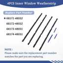 Inner Window Weatherstrip Compatible with Lexus RX330 2004-06/RX350 2007-09/RX400h 2006-08 Replace 68171-48032 68172-48032 68173-48031 68174-48031 Front & Rear Door Glass Weatherstrip